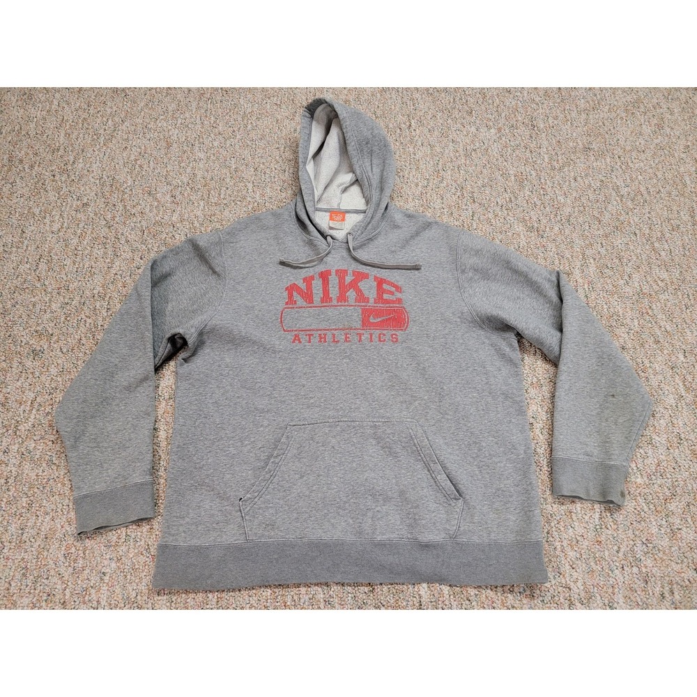 Nike Athletics Hoodie Mens XL Gray Red Graphic Pullover Outdoor Training Gym